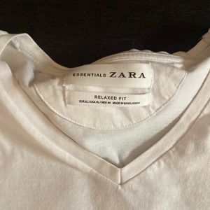 zara essentials white tee
